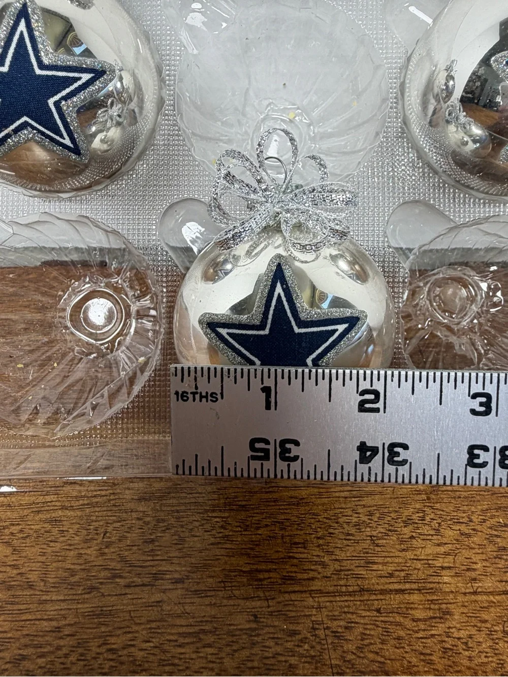 Dallas Cowboys NFL Christmas Ornaments Set of 3 Silver Ball Star Logo 3” Holiday